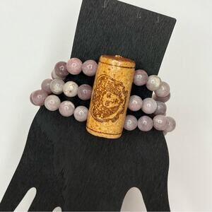 Louis Jadot Cork Purple Stone Bracelet 6.75” 10mm Lepidolite Lavendorite